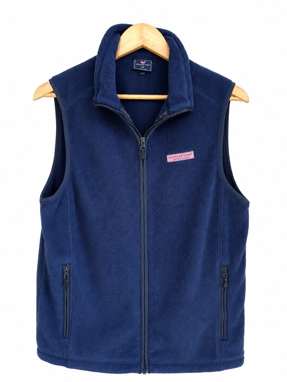 Vineyard Vines Men’s Navy Fleece Full Zip Vest XS Classic Whale Logo